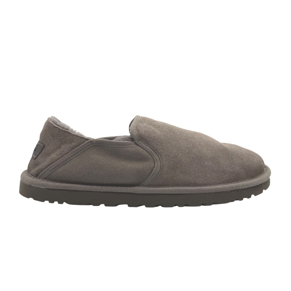 UGG Australia Mens Ascot Suede Slippers Grey Size 10 Sheepskin Lined Loafers